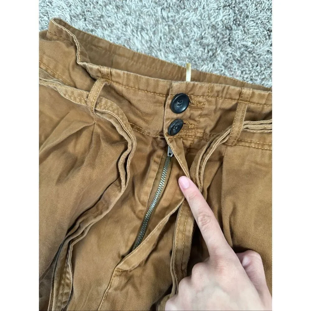 Free People Paper Bag Slouchy Belted Brown Pants Women's 4 Indie Boho Cotton